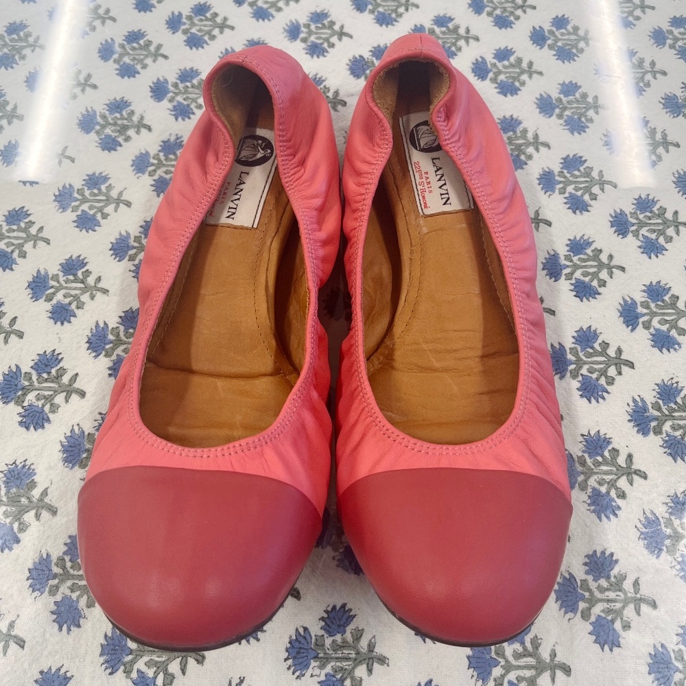 Lanvin Pink Leather Cap Toe Ballet Flats Size 40 (US Size 10)